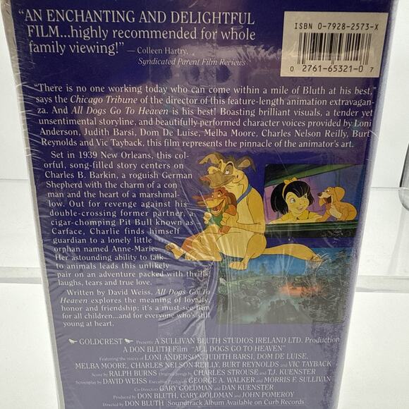All Dogs Go to Heaven vintage 1989 Clamshell VHS Don Bluth SEALED Hype Sticker - Picture 7 of 11